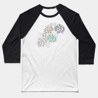 Elegant lace floral with swirls, roses, tulips, leaves, berries. Baseball T-Shirt